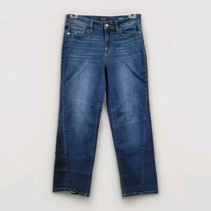 Judy Blue Dusklight Dreamer Straight Jeans Sz 9/29x29 Seam Detail Med-Dark Wash